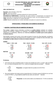 Taller de Operaciones Decimales para 5&deg; Grado
