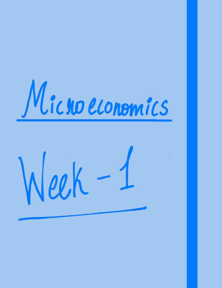 Microeconomics Week 1 Lecture Notes