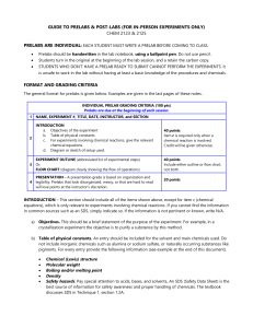 Guide to Prelabs & Post-Labs for Chemistry Labs