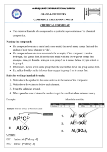 Grade 8 Chemistry Notes: Chemical Formulae
