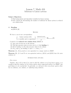 Lesson 7: Solutions to Linear Systems