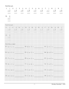 Math Worksheet: Addition & Multiplication