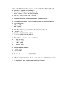Computer and Logic Design I: Number Systems & Arithmetic