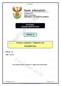 NSC Grade 12 Physical Sciences Chemistry Paper P2 November 2024