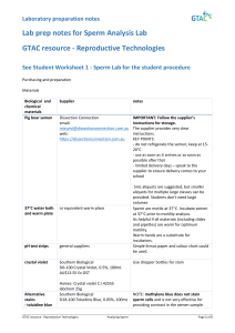 Sperm Analysis Lab Prep Notes: GTAC Reproductive Tech