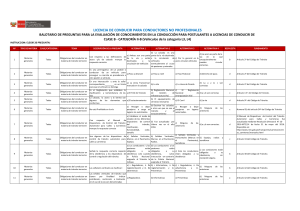 Balotario de preguntas para licencia de conducir clase B categor&iacute;a II-B (L3, L4)