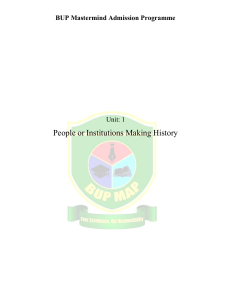 BUP Mastermind Admission Programme Unit 1 Coursebook