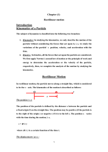 Rectilinear Motion: Kinematics of a Particle