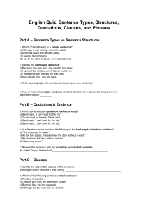 English Grammar Quiz: Sentence Types & Structures