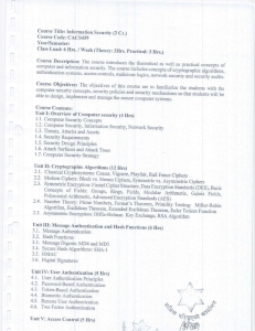 Information Security Course Syllabus CACS459