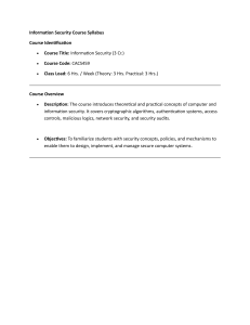 Information Security Course Syllabus CACS459