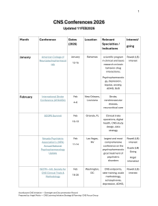CNS Conferences 2026 Schedule