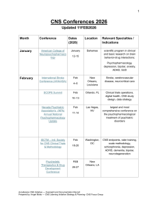 CNS Conferences 2026 Schedule