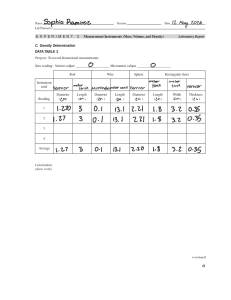 Experiment 3: Measurement Instruments & Density Lab Report