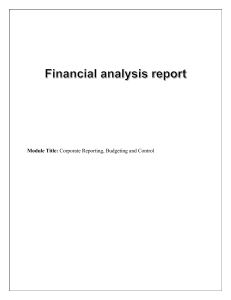 Financial Analysis Report: Corporate Reporting, Budgeting and Control