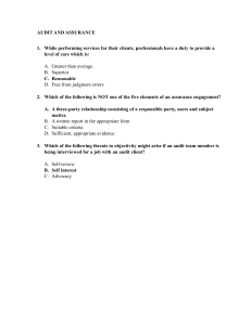 Audit and Assurance Quiz