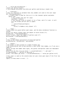 Miles per Gallon Python Program