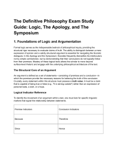 Philosophy Exam Study Guide: Logic, Apology, Symposium