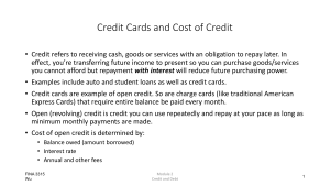 Credit Cards and Cost of Credit