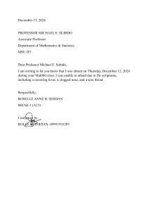 Student Absence Note for Mat060 Class