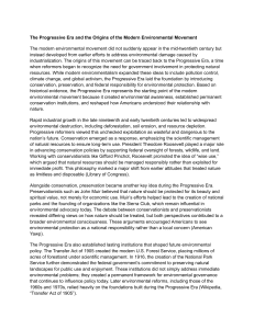 Progressive Era and the Origins of the Modern Environmental Movement
