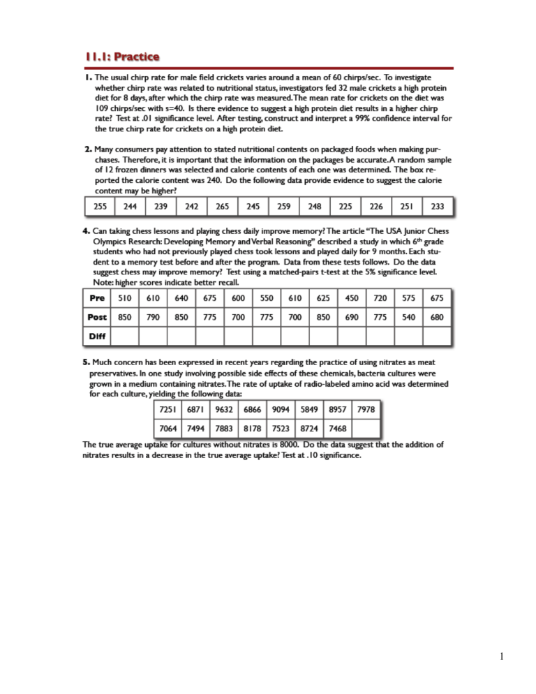 AP Statistics Notes: Comparing Two Means Practice