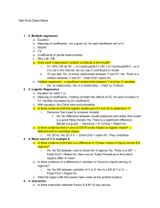 Stat Final Cheat Sheet: Regression, Logistic, ANOVA