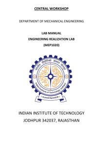 IIT Jodhpur Engineering Realization Lab Manual: 3D Printing
