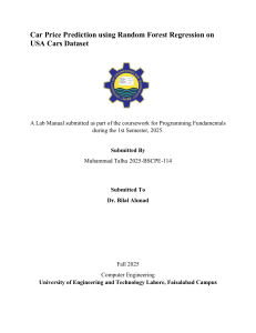 Car Price Prediction Lab Manual: Random Forest Regression