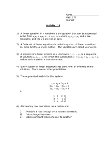 Math 270 Activity 1.1: Linear Equations
