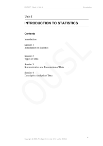 Introduction to Statistics Unit 1