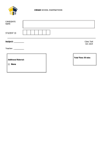 Cedar School Oct 2024 Geography Class Test