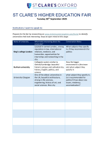 St Clare's Higher Education Fair Worksheet