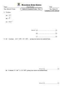 Indices & Standard Forms Test - Beaconhouse School System