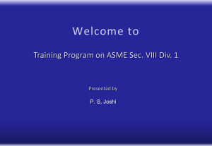 ASME Sec. VIII Div. 1 Training Program