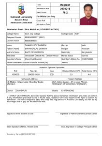 National University Masters Admission Form 2022-2023
