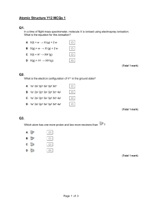 Atomic Structure Y12 MCQs