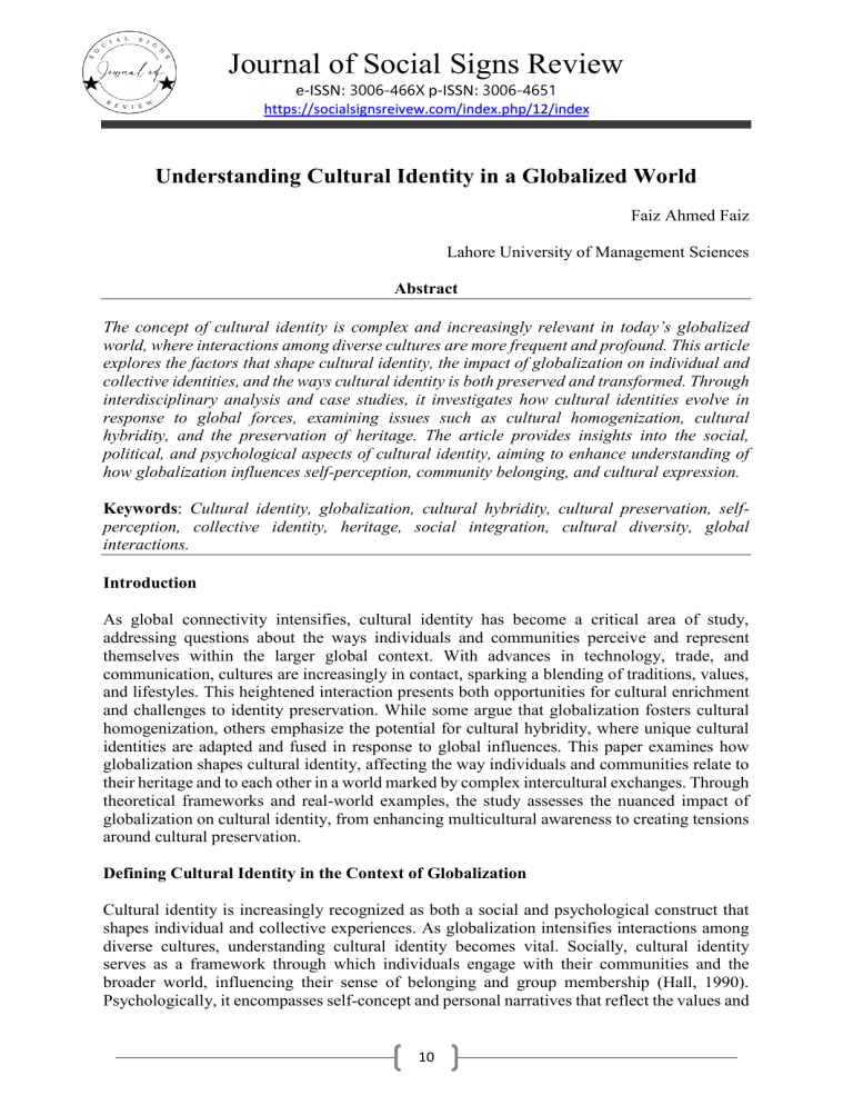 Cultural Identity in a Globalized World