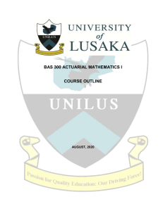 BAS 300 Actuarial Mathematics I Course Outline