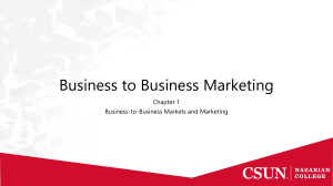 Business to Business Marketing Chapter 1