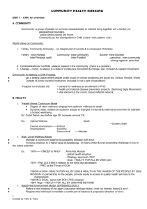 Community Health Nursing: Unit 1 Overview