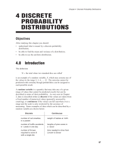 Chapter 4: Discrete Probability Distributions
