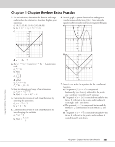 Chapter 1 Math Review Extra Practice: Functions, Inverses, Transformations