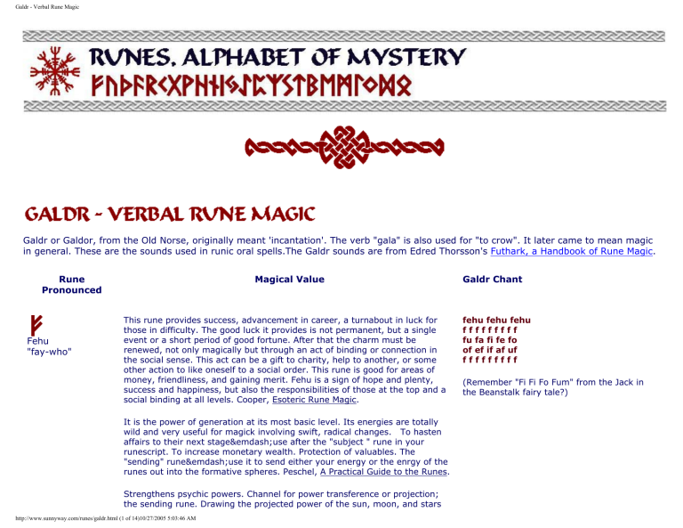 Galdr - Verbal Rune Magic Handbook