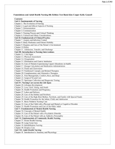 Foundations and Adult Health Nursing 8th Edition Test Bank