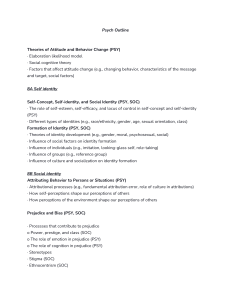 Psychology Course Outline: Attitude, Identity, Social Behavior