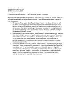 Audit Risk Assessment Memorandum for Non-Profit Foundation