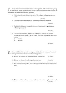 Geology Exam Questions: Igneous Rocks, Limestone, Rock Discontinuities