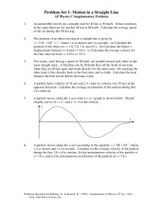 AP Physics C Problem Set: Motion in a Straight Line