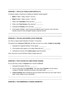 Physics Density Workbook